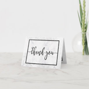 Chic White & Grey Marble Wedding Thank You Card