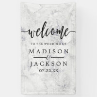 Chic White & Grey Marble Wedding Welcome