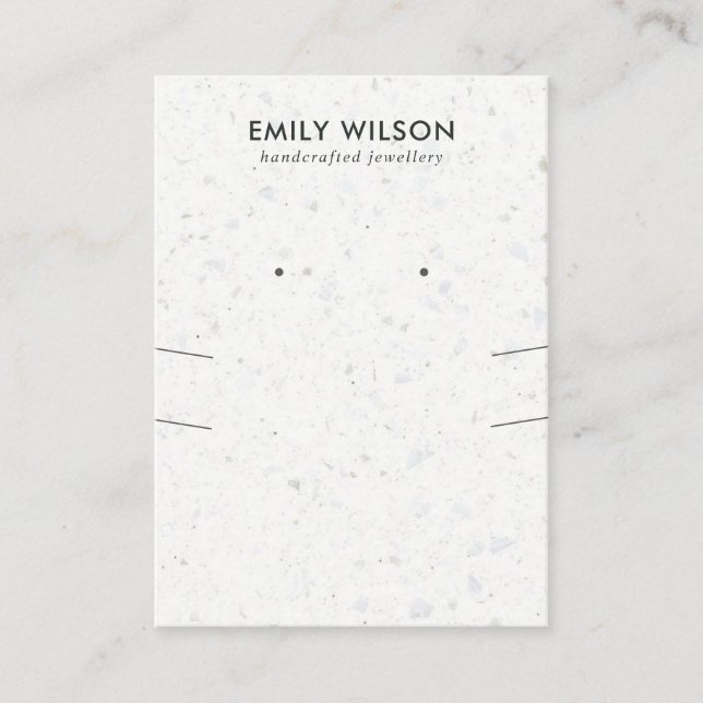 CHIC WHITE GREY TERRAZZO NECKLACE EARRING DISPLAY BUSINESS CARD (Front)