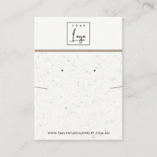 CHIC WHITE GREY TERRAZZO NECKLACE EARRING DISPLAY BUSINESS CARD