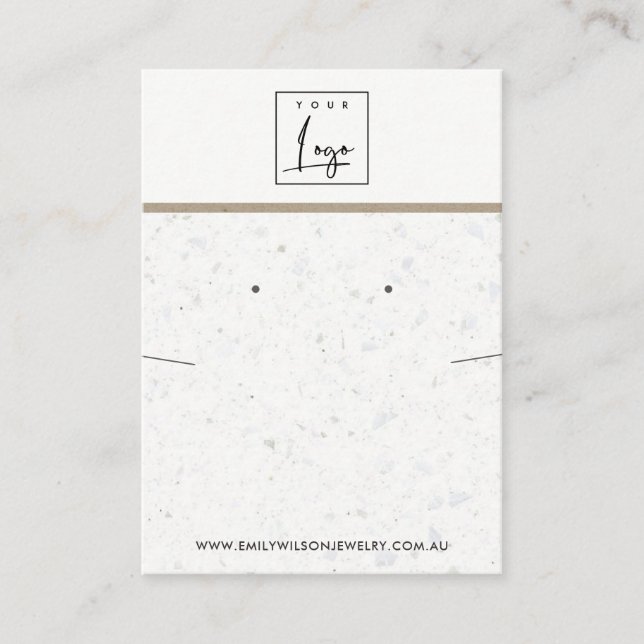 CHIC WHITE GREY TERRAZZO NECKLACE EARRING DISPLAY BUSINESS CARD (Front)