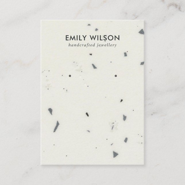 CHIC WHITE GREY TERRAZZO STUD EARRING DISPLAY CARD (Front)