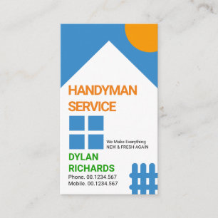 Chic White House Picket Fence Motif Handyman Business Card