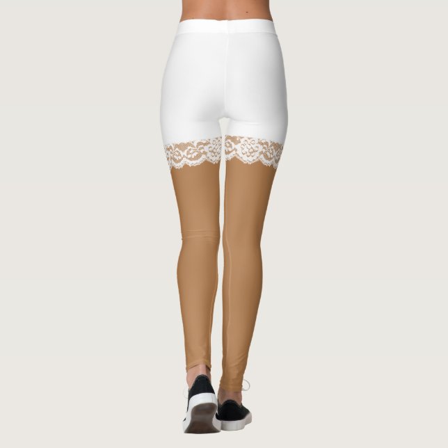 Chic White Lace Faux Shorts Leggings (Back)