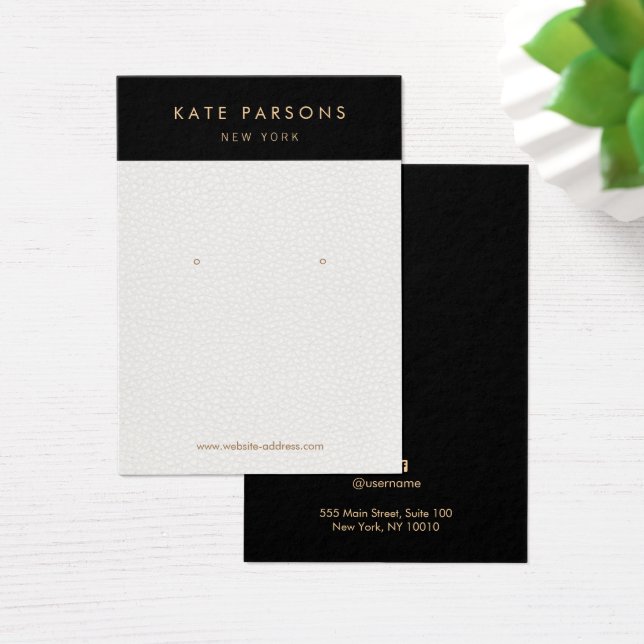 Chic White Leather Earring Jewellery Display Card (Desk)