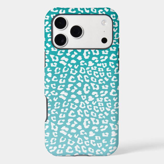 Chic White Leopard Spots on Turquoise (Back)
