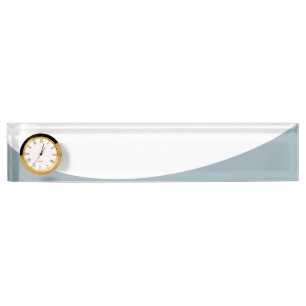 Chic White Light Slate Flowing Bottom Curve Clock Nameplate