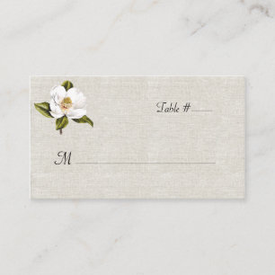 Chic White Magnolia Wedding Escort Card
