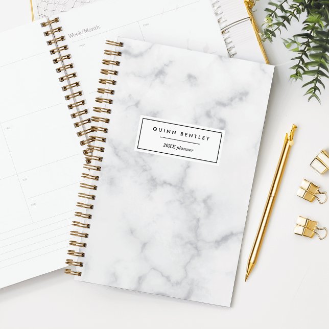 Chic White Marble Personalized Planner (Creator Uploaded)