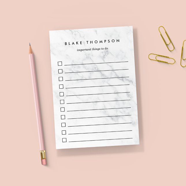 Chic White Marble Personalized To-Do List Post-it Notes (Creator Uploaded)