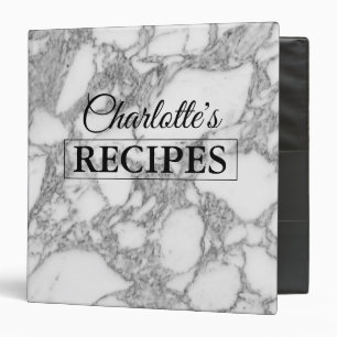 Chic white marble stone kitchen recipe binder book