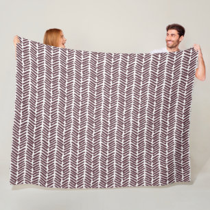 Chic  White Merlot Wine Red Abstract Chevron Art Fleece Blanket