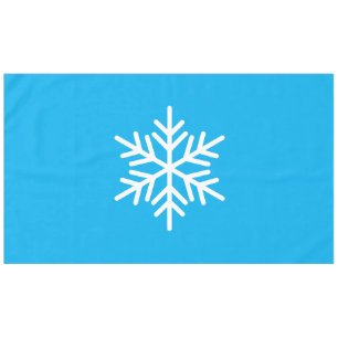 Chic White Nordic Snowflake On Pretty Azure Blue Tablecloth