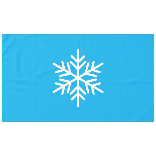 Chic White Nordic Snowflake On Pretty Azure Blue Tablecloth (Front (Horizontal))