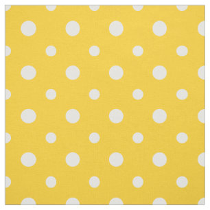 Chic White on Yellow Polka Dots Daisy Chain Fabric