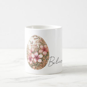 Chic White Pink Spring Flowers Easter Egg Coffee Mug
