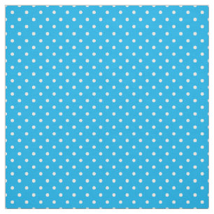 Chic White Polka Dots on Sky Blue Pattern Fabric