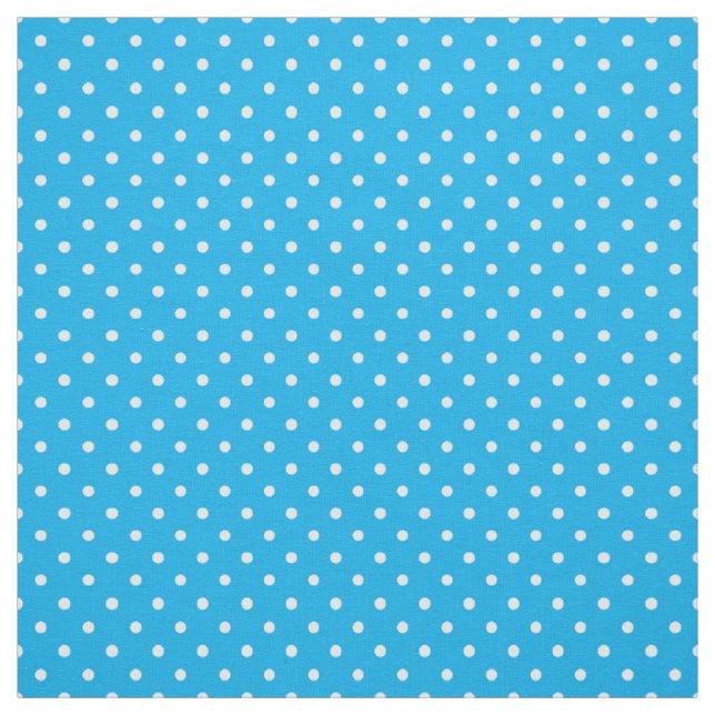 Chic White Polka Dots on Sky Blue Pattern Fabric (Swatch)
