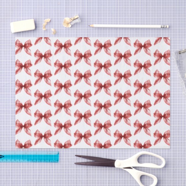 Chic White Red Bows Birthday Tissue Paper (Craft)