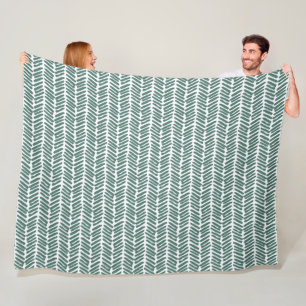 Chic White Sage Green Grey Abstract Chevron Fleece Blanket