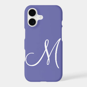 Chic White Script Initial Periwinkle