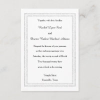 Chic White Silver Glitter Trim-3x5Wedding Invitate