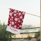 Chic White Snowflakes Nordic Pattern on Dark Red