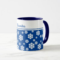 Chic White Snowflakes Nordic Pattern on Navy Blue