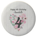 Chic White Wood & Whimsical Floral Happy Birthday