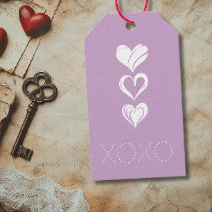 Chic White Xoxo Three Cutout Heart Lilac Gift Tags