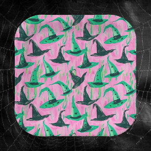 Chic Wicked Witch Hats Green and Black Paper Plate
