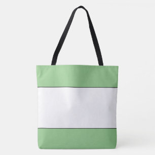 Chic Wide Outlined White Light Green Edge Stripes Tote Bag
