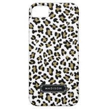 Chic Wild Gold Beige Leopard Print Personalized