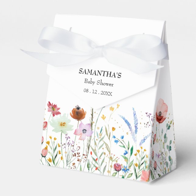 Chic Wildflower Baby Shower Favour Box (Front Side)