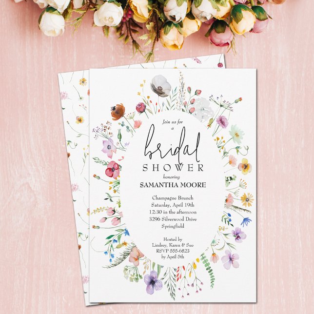 Chic Wildflower Bridal Shower Invitation (Wildflower bridal shower invitations - order INSTANT DOWNLOAD and/or PRINTED)
