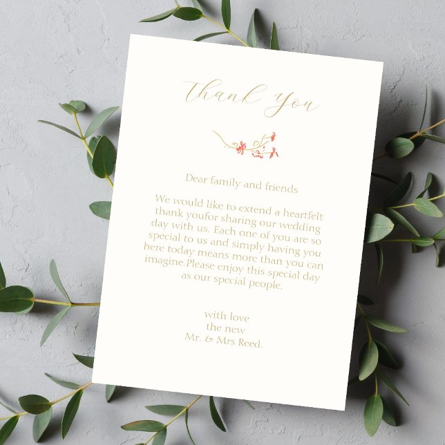 Chic Wildflower Flat Wedding Thank You Card (Creator Uploaded)