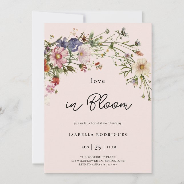 Chic Wildflower Love in Bloom Bridal Shower Invitation (Front)