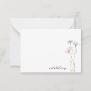 Chic Wildflower Meadow Calligraphy Personalized Card
