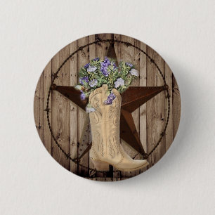 Chic Wildflower Texas Star Western country cowgirl 2 Inch Round Button