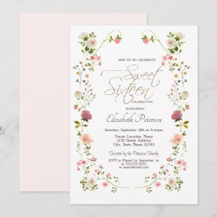 Chic Wildflowers Sweet 16 Invitation
