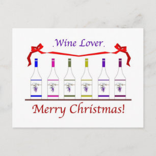 CHIC WINE-LOVERS CHRISTMAS HOLIDAY POSTCARD