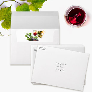 Chic Wine Themed Wedding Watercolor Destination Envelope