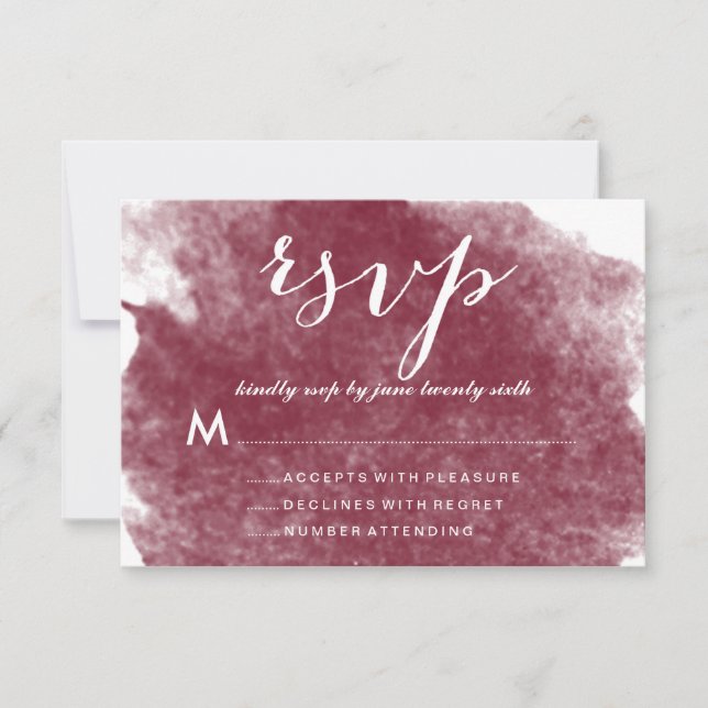CHIC WINE WATERCOLOR WEDDING RSVP CARDS (Front)