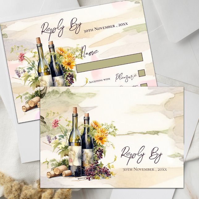 Chic Winery Rustic Grapevine-Inspired Wedding RSVP Card (Chic Winery Rustic Grapevine-Inspired Wedding RSVP Card)