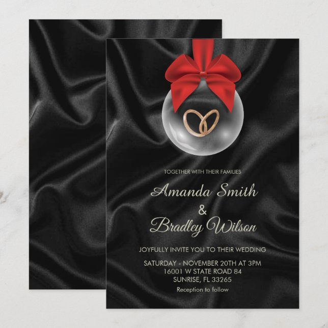 Chic Winter Christmas Ornament Wedding Invitation (Front/Back)