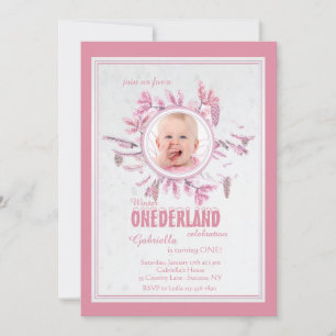 Chic Winter Photo Invitation Pink