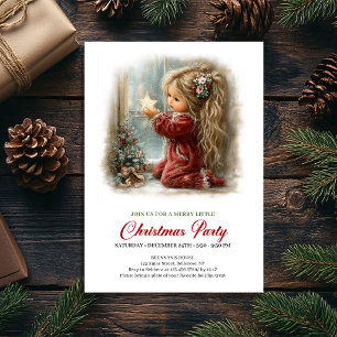 Chic Winter Scene Girl Minimalist Party Invitation