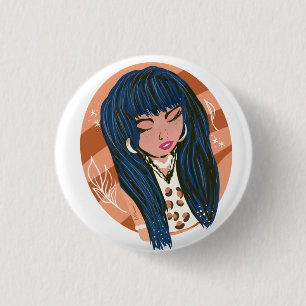 Chic Woman Beauty Fashionista Blogger 1 Inch Round Button
