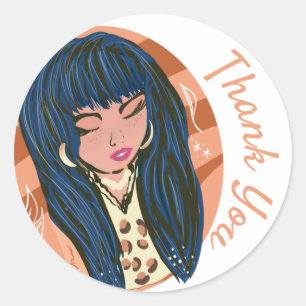 Chic Woman Beauty Fashionista Blogger Classic Round Sticker
