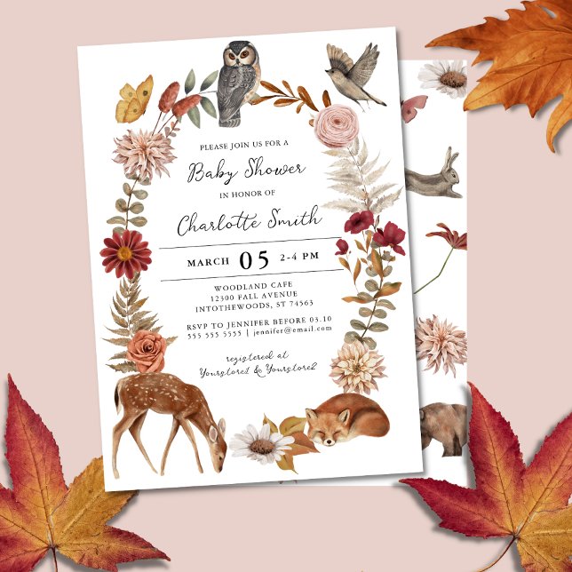 Chic Woodland Forest Animals Neutral Baby Shower  Invitation (Creator Uploaded)